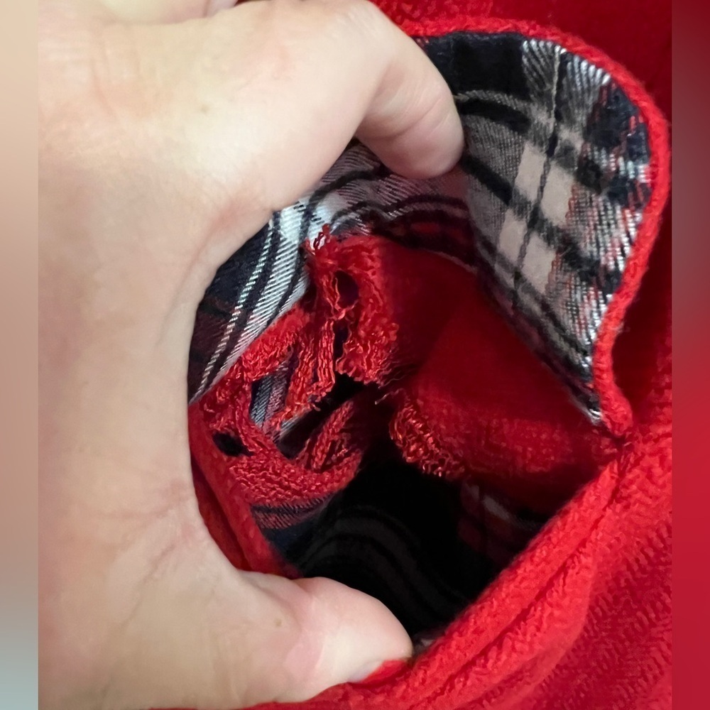 FREE PEOPLE Up The Hill Mid Length Coat Jacket Red Plaid Interior VINTAGE - Picture 5 of 9